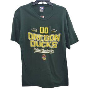 Cadre Athletic Green Yellow Oregon Ducks National Champion 2011‎ Tee NWT Adult L